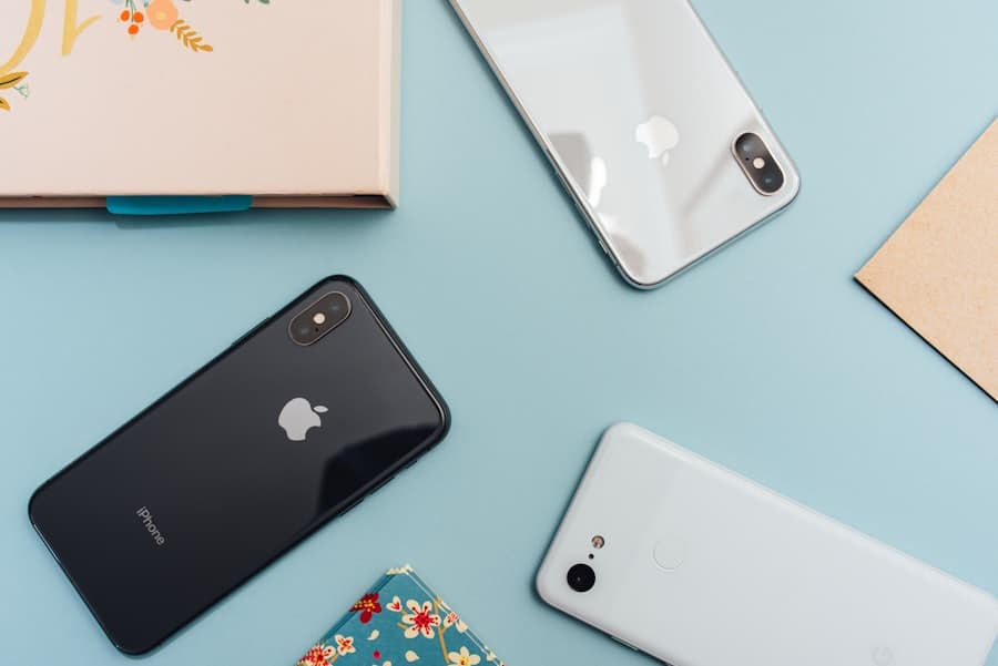 Smartphones on a bright background